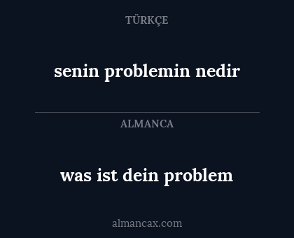senin problemin nedir - was ist dein problem