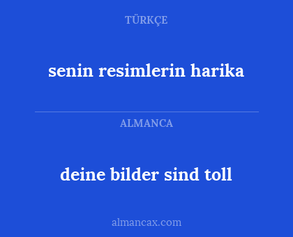 deine bilder sind toll - senin resimlerin harika