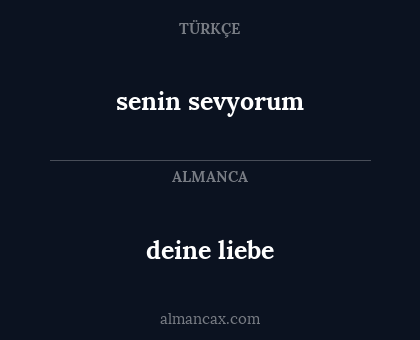 senin sevyorum - deine liebe