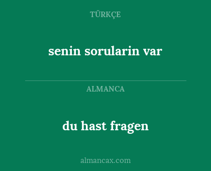 senin sorularin var - du hast fragen