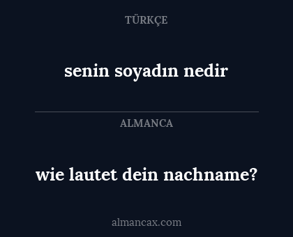 senin soyadın nedir - wie lautet dein nachname?