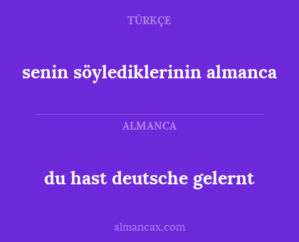 du hast deutsche gelernt - senin söylediklerinin almanca