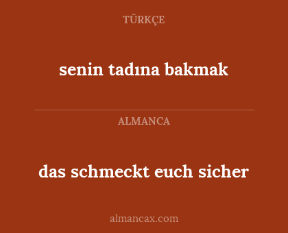 das schmeckt euch sicher - senin tadına bakmak