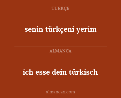 senin türkçeni yerim - ich esse dein türkisch