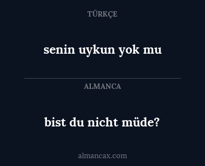 senin uykun yok mu - bist du nicht müde?