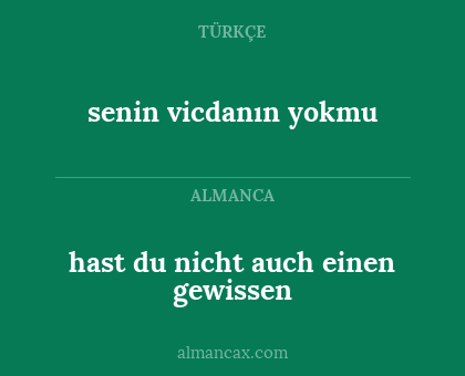 hast du nicht auch einen gewissen - senin vicdanın yokmu