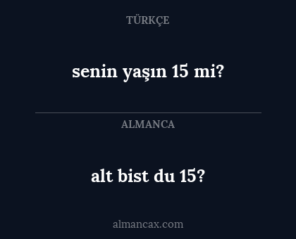 alt bist du 15? - senin yaşın 15 mi?