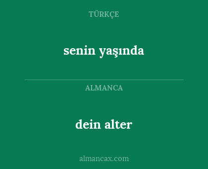 dein alter - senin yaşında
