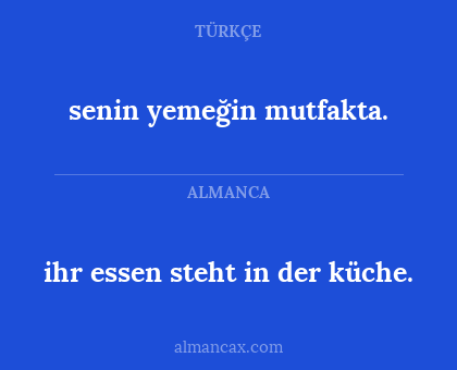 senin yemeğin mutfakta. - ihr essen steht in der küche.