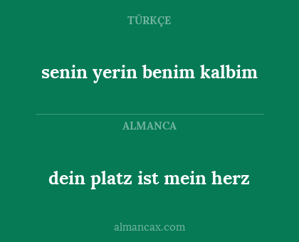 dein platz ist mein herz - senin yerin benim kalbim