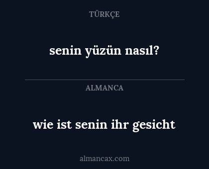 wie ist senin ihr gesicht - senin yüzün nasıl?
