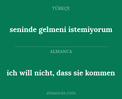ich will nicht, dass sie kommen - seninde gelmeni istemiyorum
