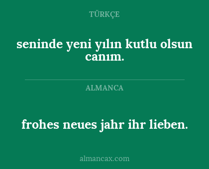 frohes neues jahr ihr lieben. - seninde yeni yılın kutlu olsun canım.