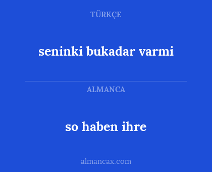 so haben ihre - seninki bukadar varmi
