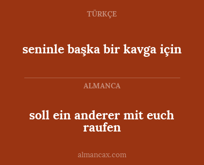 soll ein anderer mit euch raufen - seninle başka bir kavga için