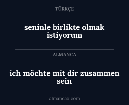 ich möchte mit dir zusammen sein - seninle birlikte olmak istiyorum