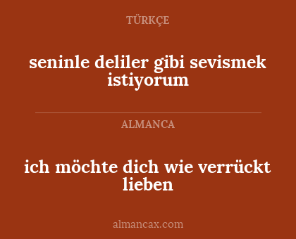 ich möchte dich wie verrückt lieben - seninle deliler gibi sevismek istiyorum