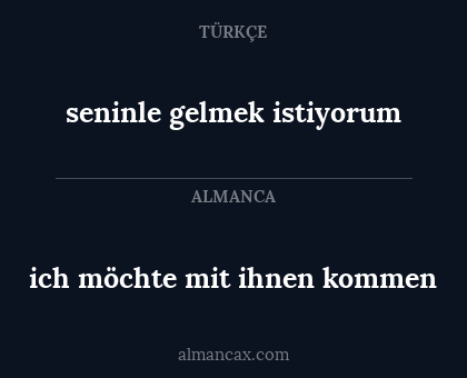 ich möchte mit ihnen kommen - seninle gelmek istiyorum