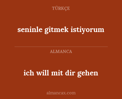 ich will mit dir gehen - seninle gitmek istiyorum