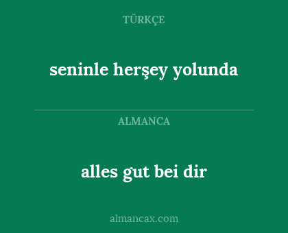 seninle herşey yolunda - alles gut bei dir