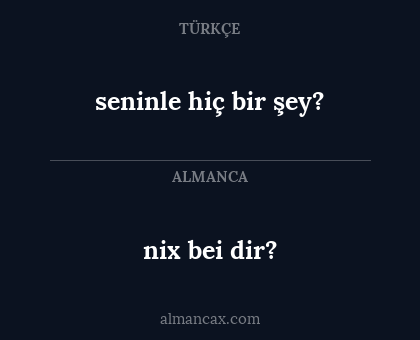 nix bei dir? - seninle hiç bir şey?