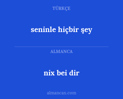 seninle hiçbir şey - nix bei dir