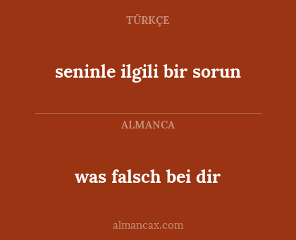 seninle ilgili bir sorun - was falsch bei dir