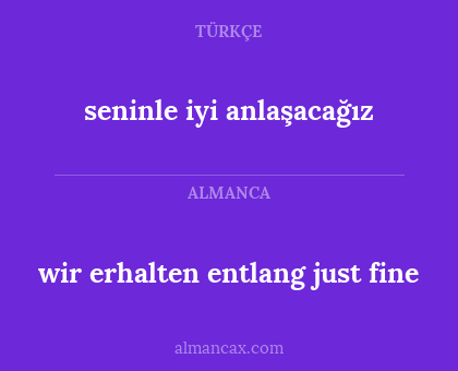 wir erhalten entlang just fine - seninle iyi anlaşacağız