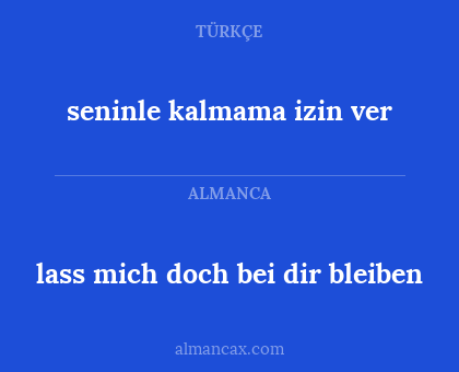 lass mich doch bei dir bleiben - seninle kalmama izin ver