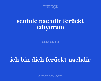 seninle nachdir ferückt ediyorum - ich bin dich ferückt nachdir