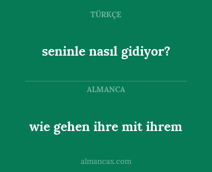 seninle nasıl gidiyor? - wie gehen ihre mit ihrem