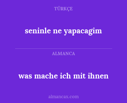 seninle ne yapacagim - was mache ich mit ihnen