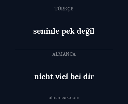 nicht viel bei dir - seninle pek değil