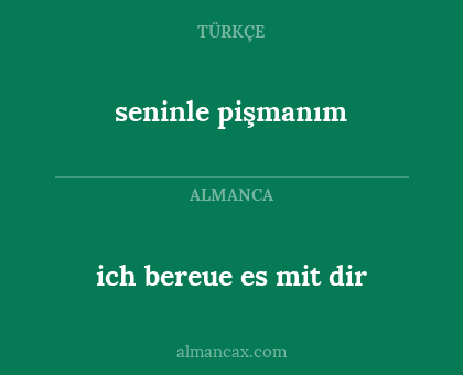 ich bereue es mit dir - seninle pişmanım