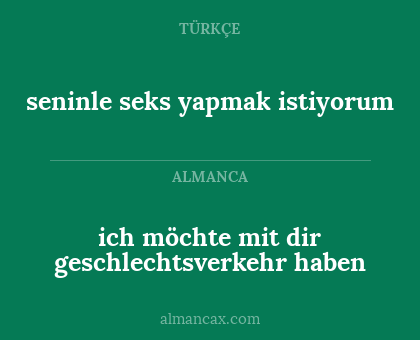 seninle seks yapmak istiyorum - ich möchte mit dir geschlechtsverkehr haben