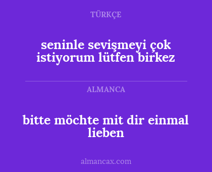 bitte möchte mit dir einmal lieben - seninle sevişmeyi çok istiyorum lütfen birkez