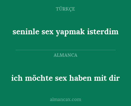 ich möchte sex haben mit dir - seninle sex yapmak isterdim
