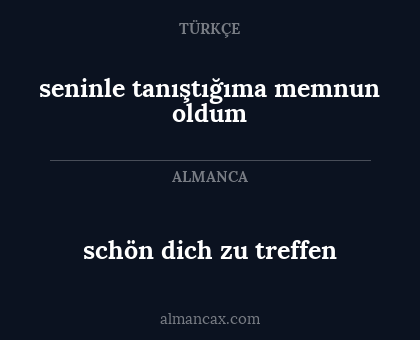 seninle tanıştığıma memnun oldum - schön dich zu treffen