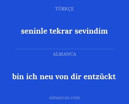seninle tekrar sevindim - bin ich neu von dir entzückt