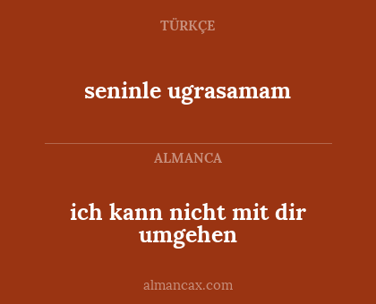 ich kann nicht mit dir umgehen - seninle ugrasamam