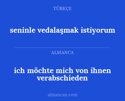 ich möchte mich von ihnen verabschieden - seninle vedalaşmak istiyorum