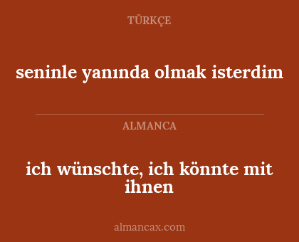 ich wünschte, ich könnte mit ihnen - seninle yanında olmak isterdim