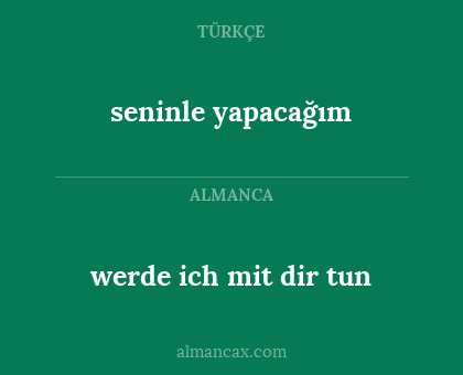 werde ich mit dir tun - seninle yapacağım