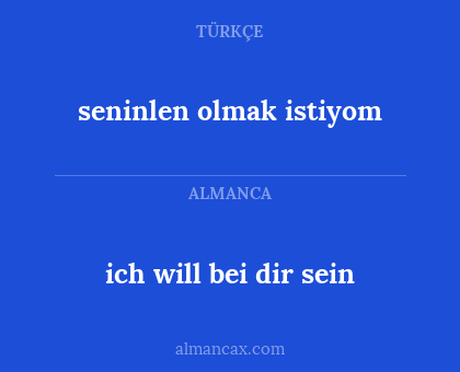 ich will bei dir sein - seninlen olmak istiyom