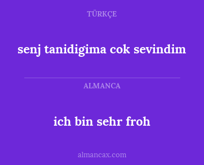 senj tanidigima cok sevindim - ich bin sehr froh