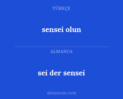 sei der sensei - sensei olun