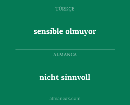 nicht sinnvoll - sensible olmuyor