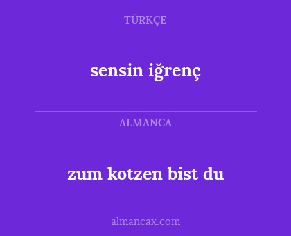 sensin iğrenç - zum kotzen bist du