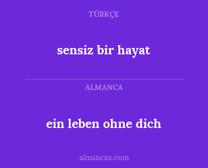ein leben ohne dich - sensiz bir hayat