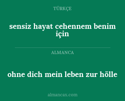 ohne dich mein leben zur hölle - sensiz hayat cehennem benim için